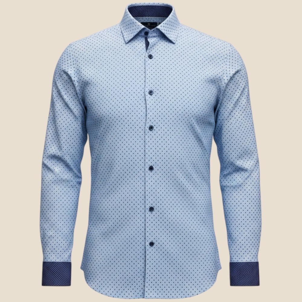 CON.STRUCT Dress Shirt Mens 15.5 32/33 Blue Slim Fit Stretch Performance NWT